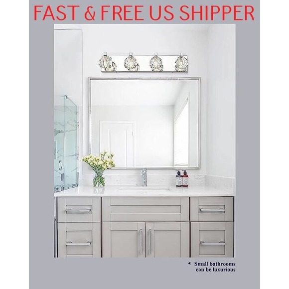 4 LIGHTS VANITY LIGHT BATHROM WALL LIGHT FIXTURE 22" CHROME USA SHIPPER - Picture 1 of 6